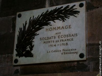 Plaque commémorative française dans une Eglise à Edinburgh